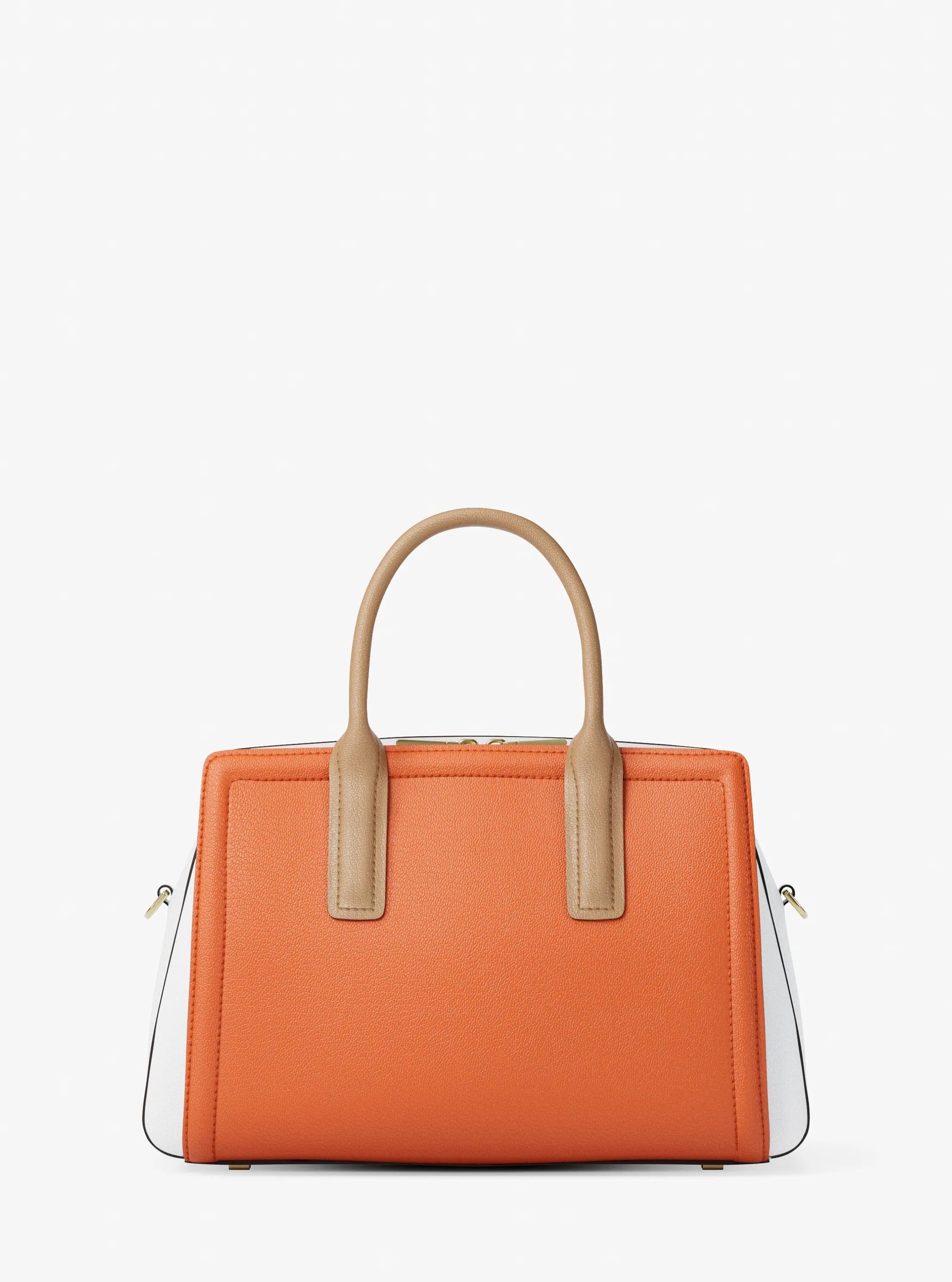 Laila Medium Color-Block Pebbled Leather Satchel