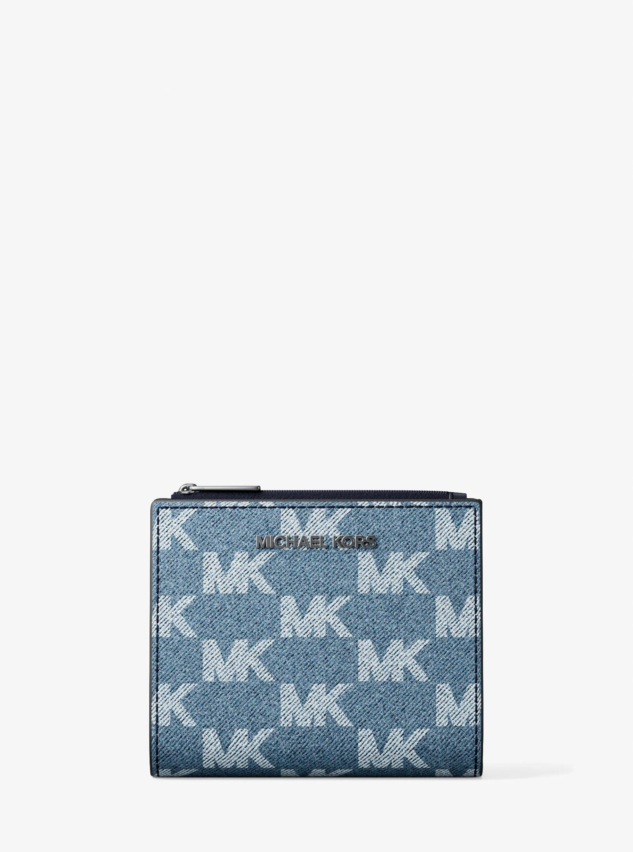 Cooper Medium Logo Jacquard Denim Zip Wallet