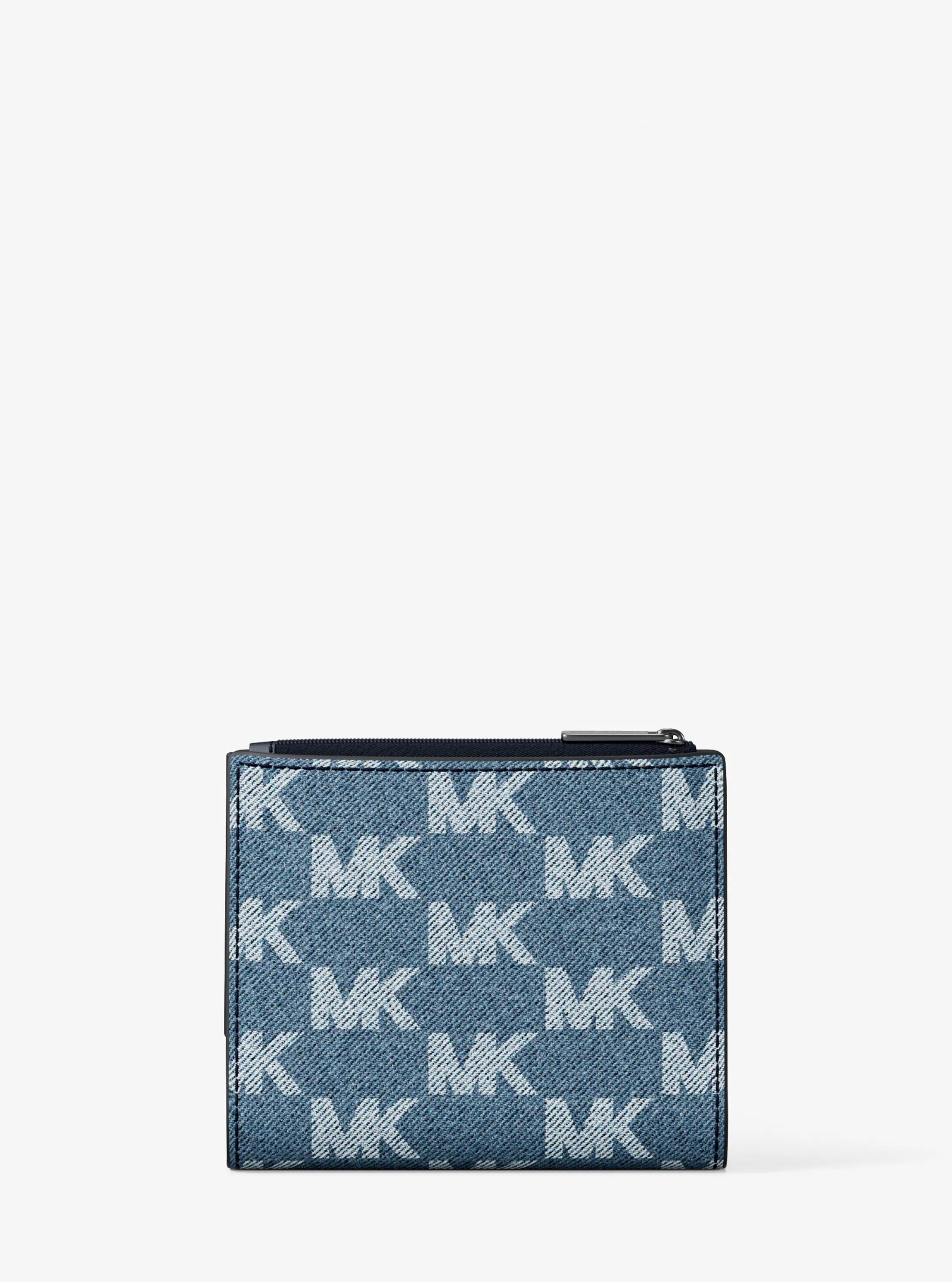 Cooper Medium Logo Jacquard Denim Zip Wallet