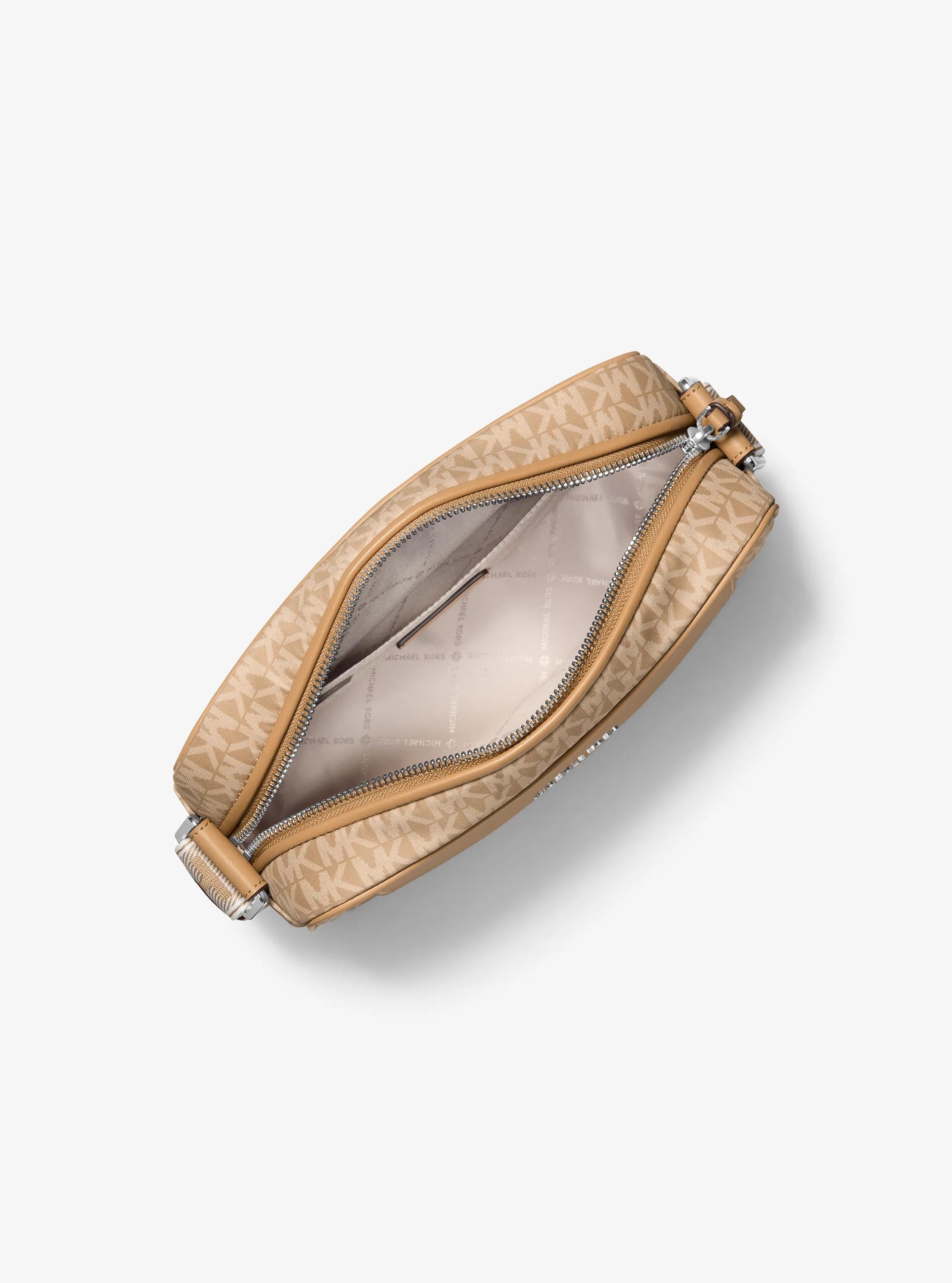 Jet Set Large Signature Logo Print Woven Crossbody Bag