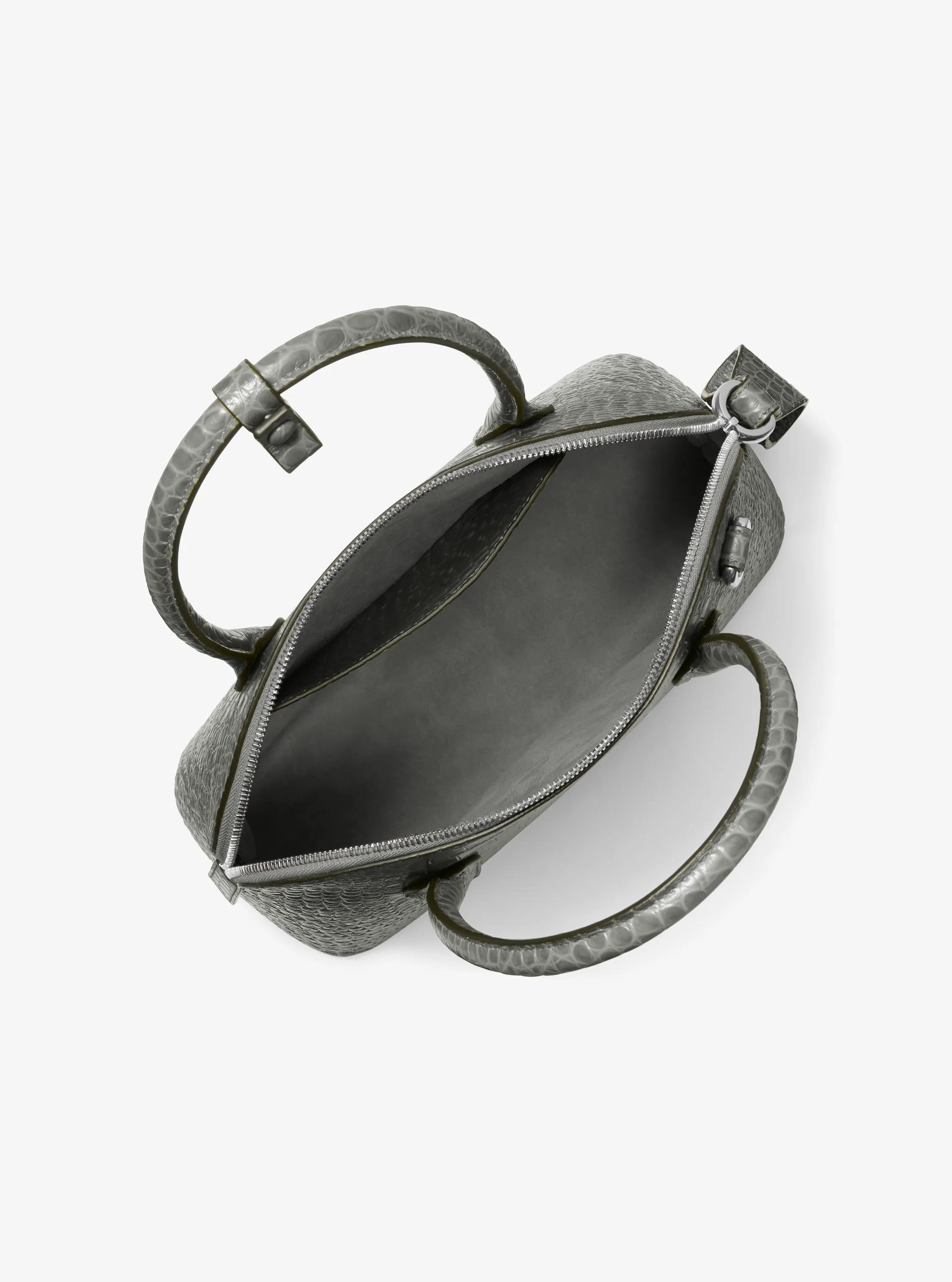 Kaitlin Medium Crocodile Embossed Leather Dome Satchel