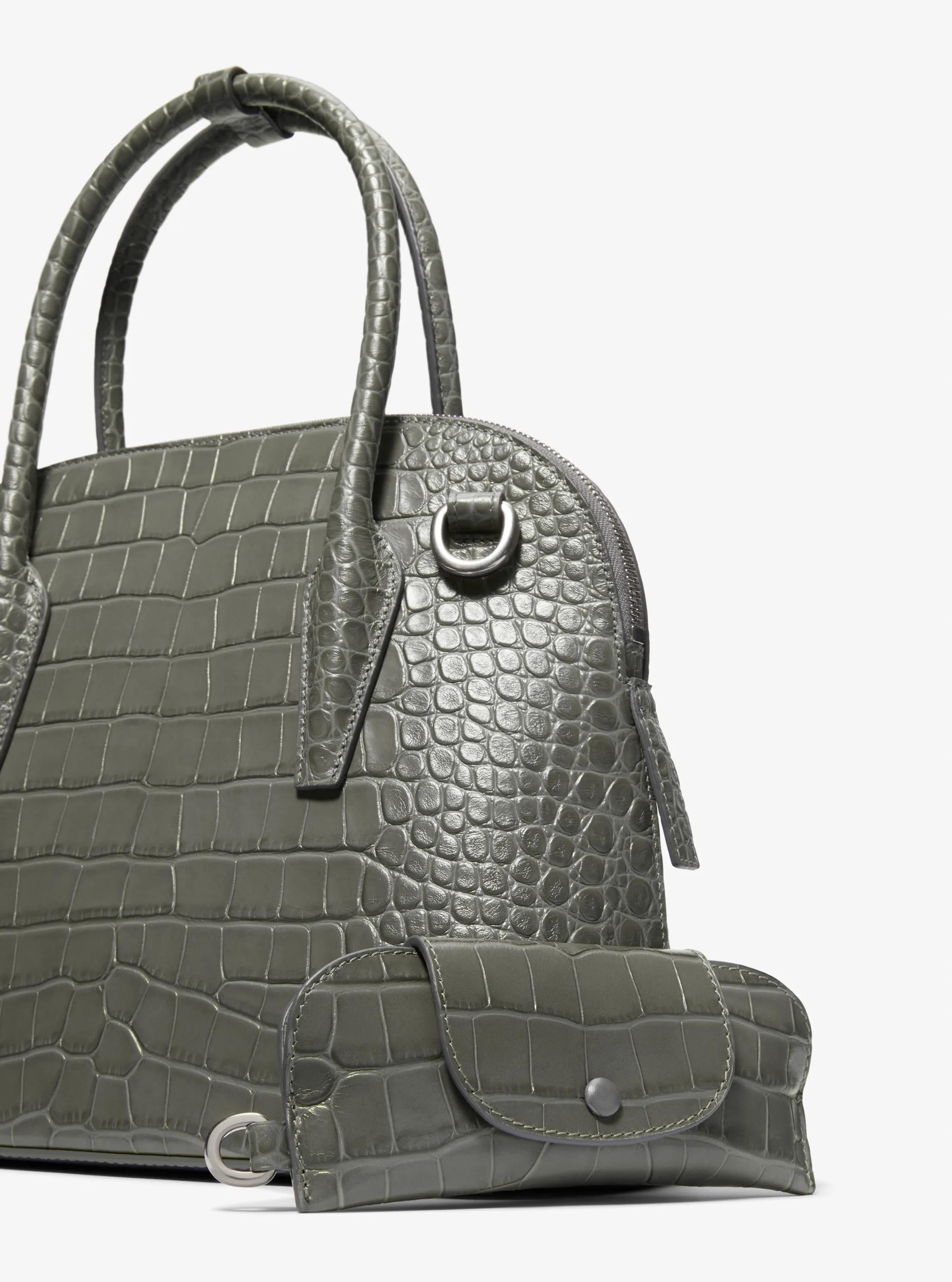 Kaitlin Medium Crocodile Embossed Leather Dome Satchel