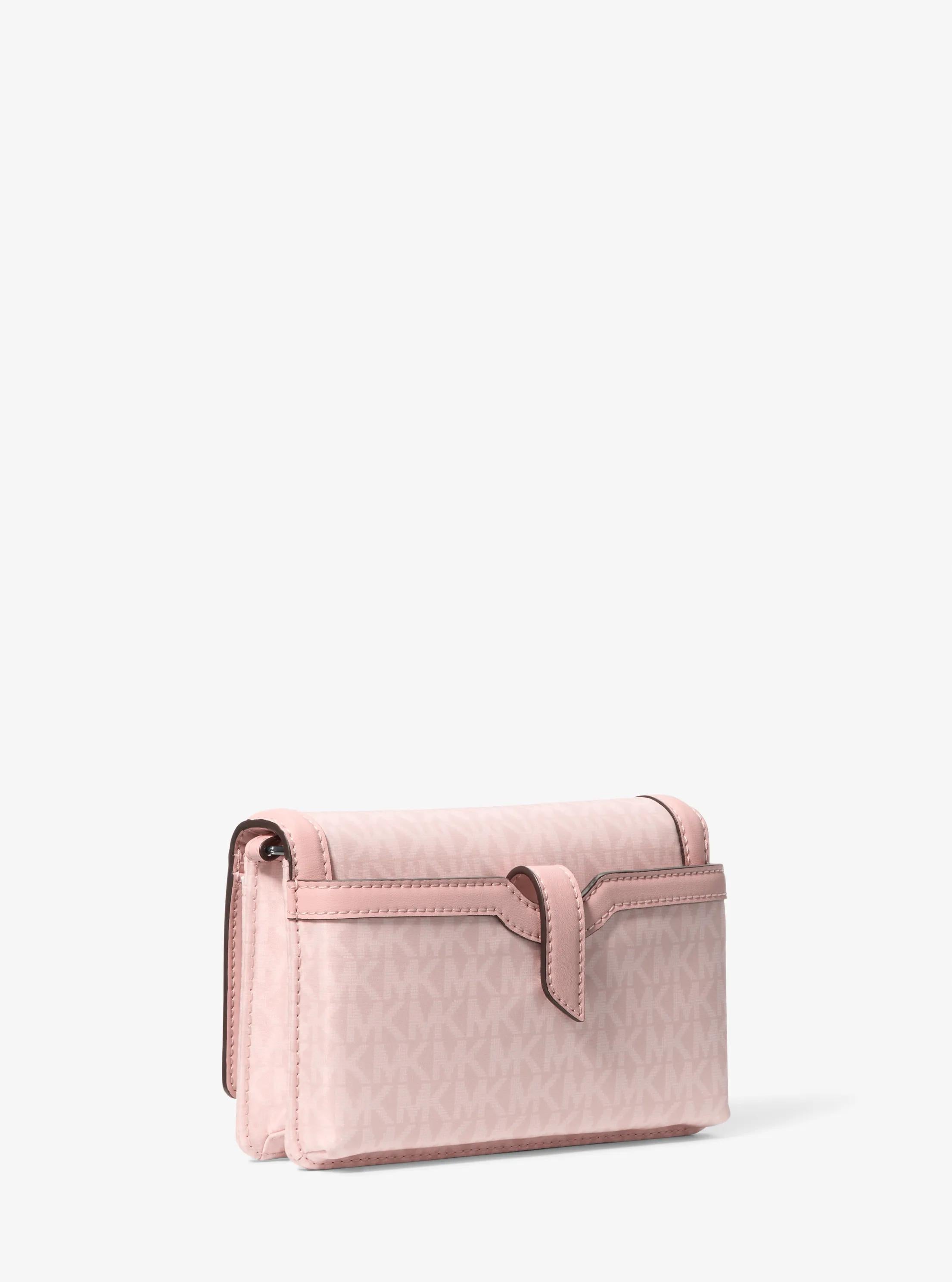 Jet Set Small Signature Logo Print Woven Smartphone Crossbody Bag