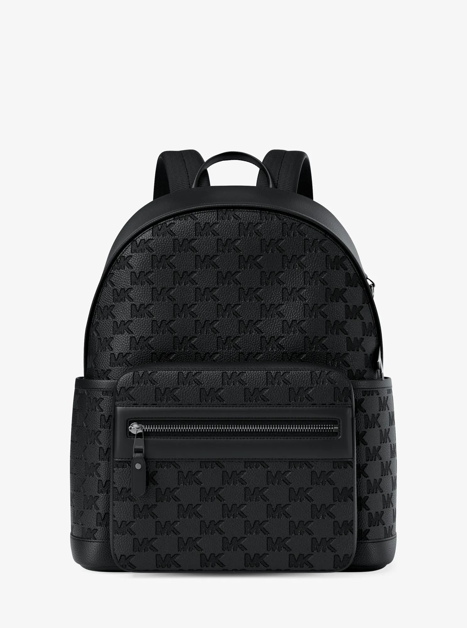 Jet Set Medium Logo Debossed Pebbled Leather Backpack