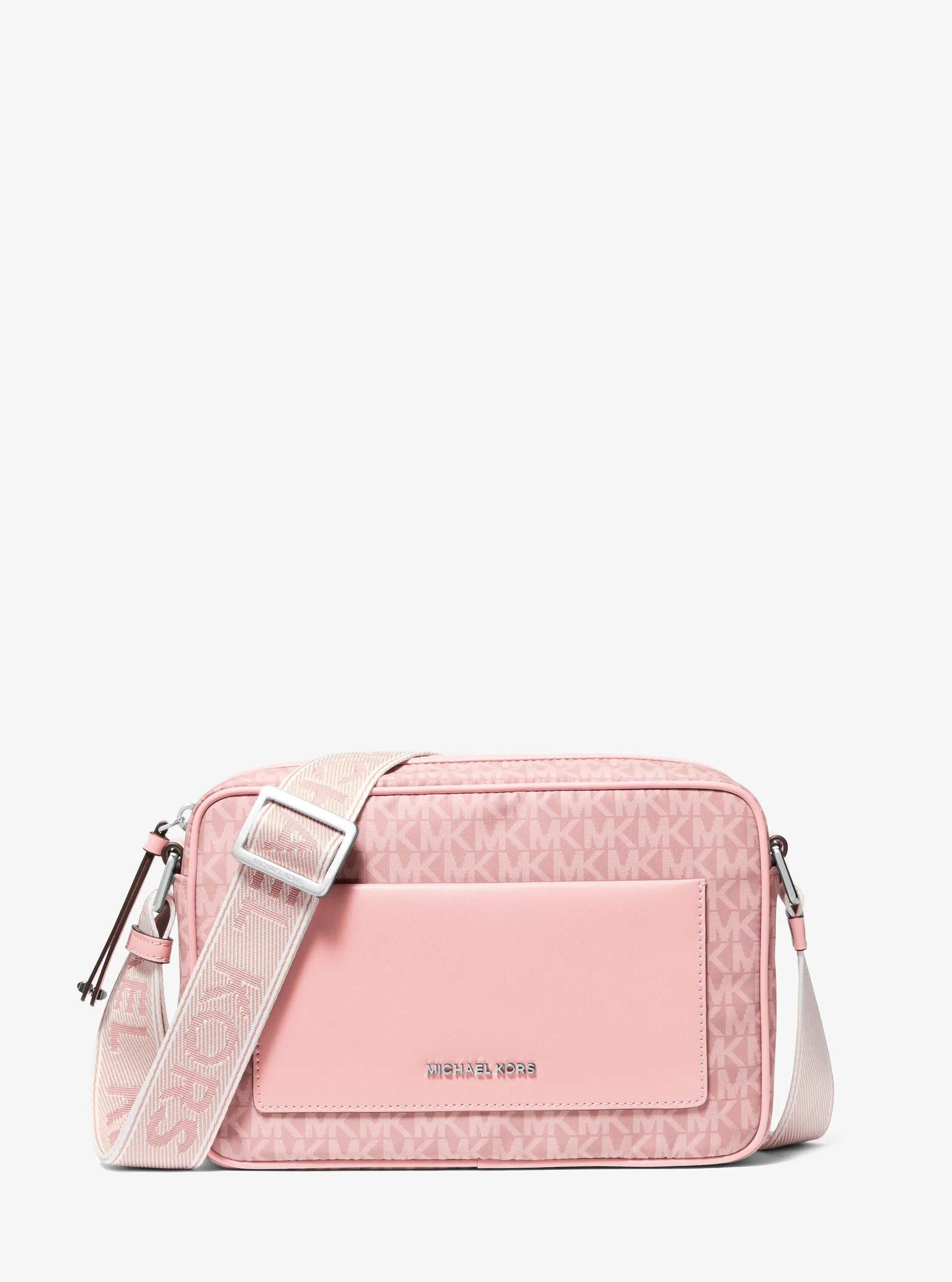 Jet Set Large Signature Logo Print Woven Crossbody Bag